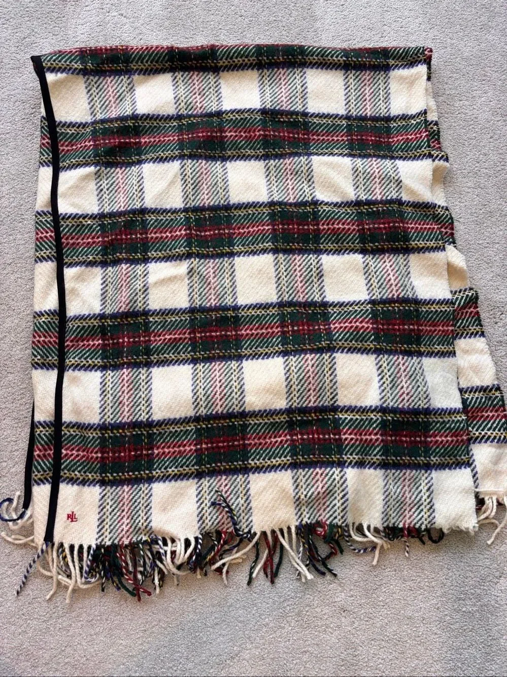NWOT  Ralph Lauren Lambswool Tartan Plaid Fringe Shawl Cape Wrap, $395
